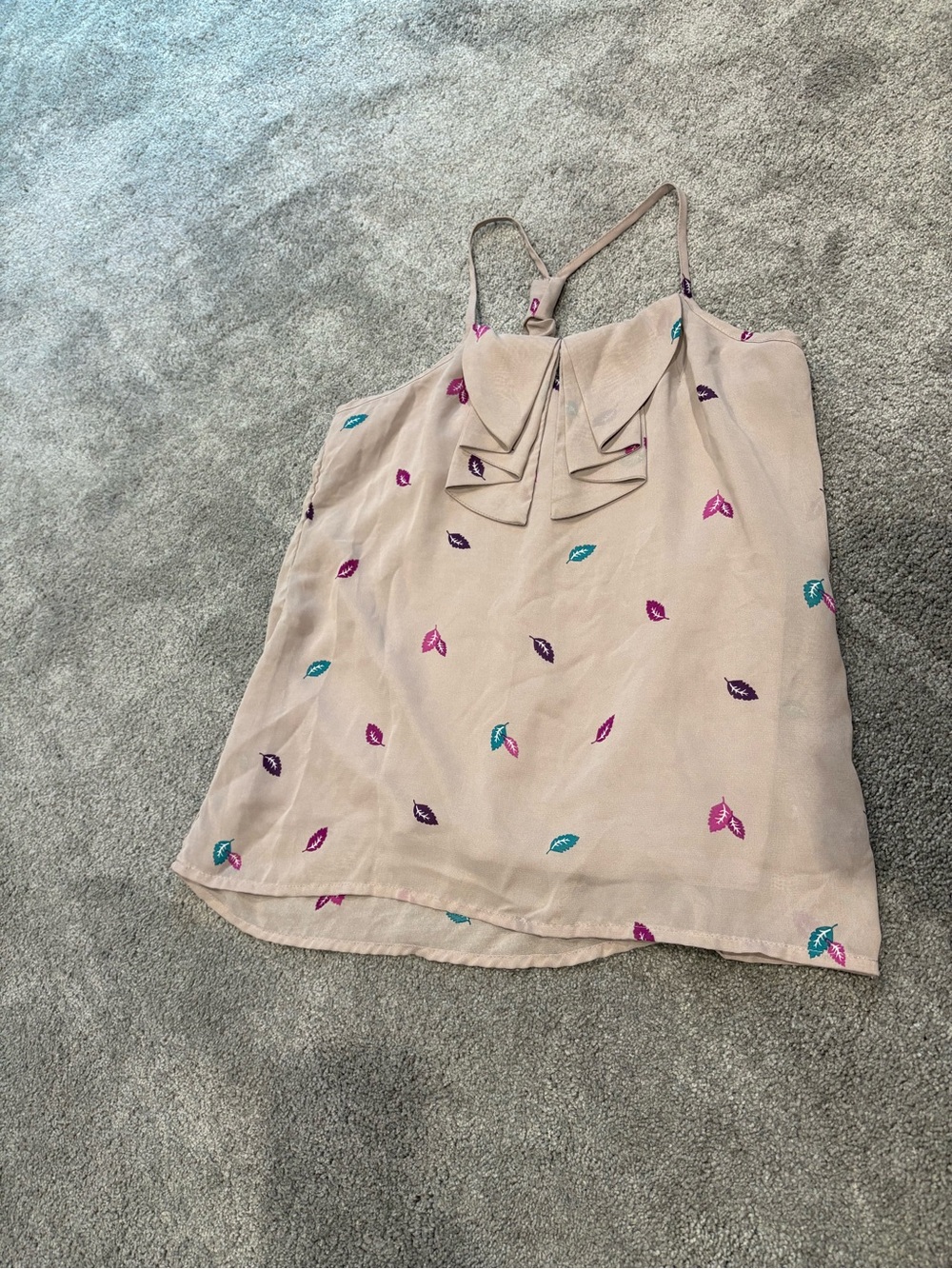 Lavender Floral-Embroidered Spaghetti Strap Racer Back Top